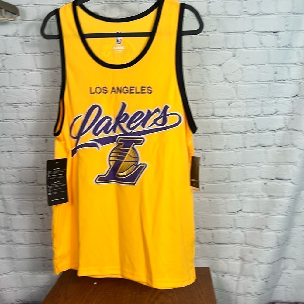 UNK NBA Los Angeles Lakers Tank Jersey Embroidered Sewn Letters Logo Men's L NWT